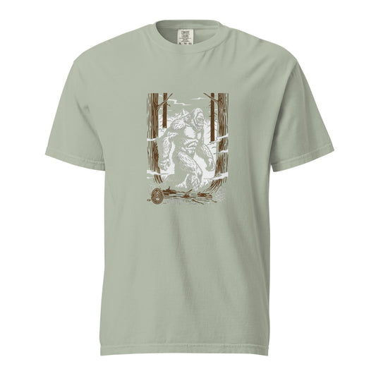 Bigfoot: The Forest Watcher design, on a bay heavyweight Comfort Colors tee.