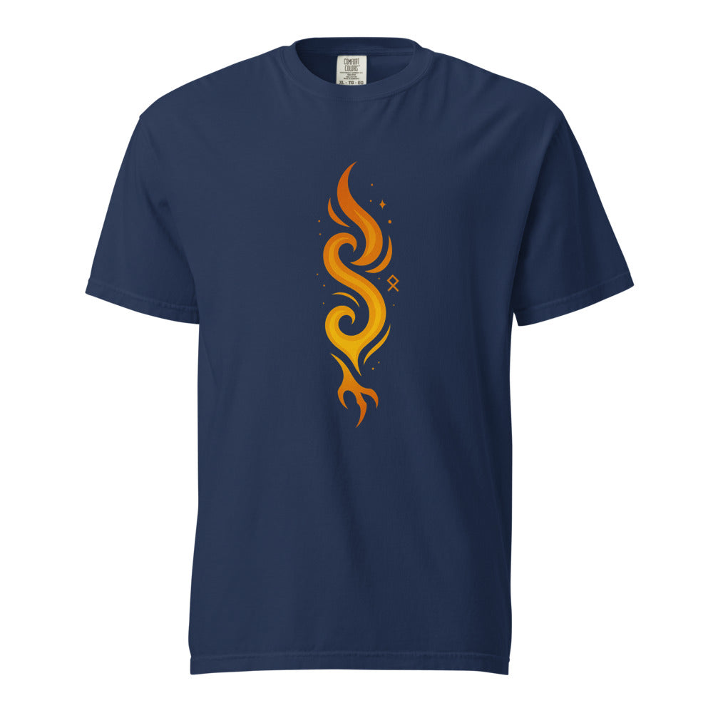 Prometheus: The Stolen Fire design, on a true navy heavyweight Comfort Colors tee.